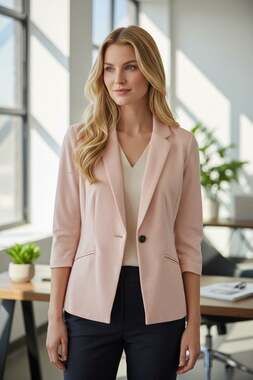 Metaphor pink cotton blend blazer academia